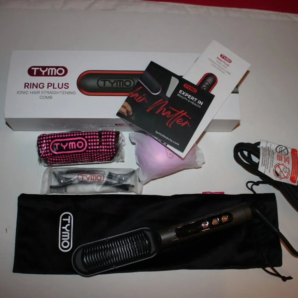Tymo Ring Plus NEW in Box Straightening Comb +Brush, 2 hair clips, travel pouch - Picture 1 of 5